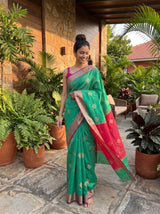 MIMOSA Rama Maheshwari Cotton Cotton Saree — pose 9 styling detail