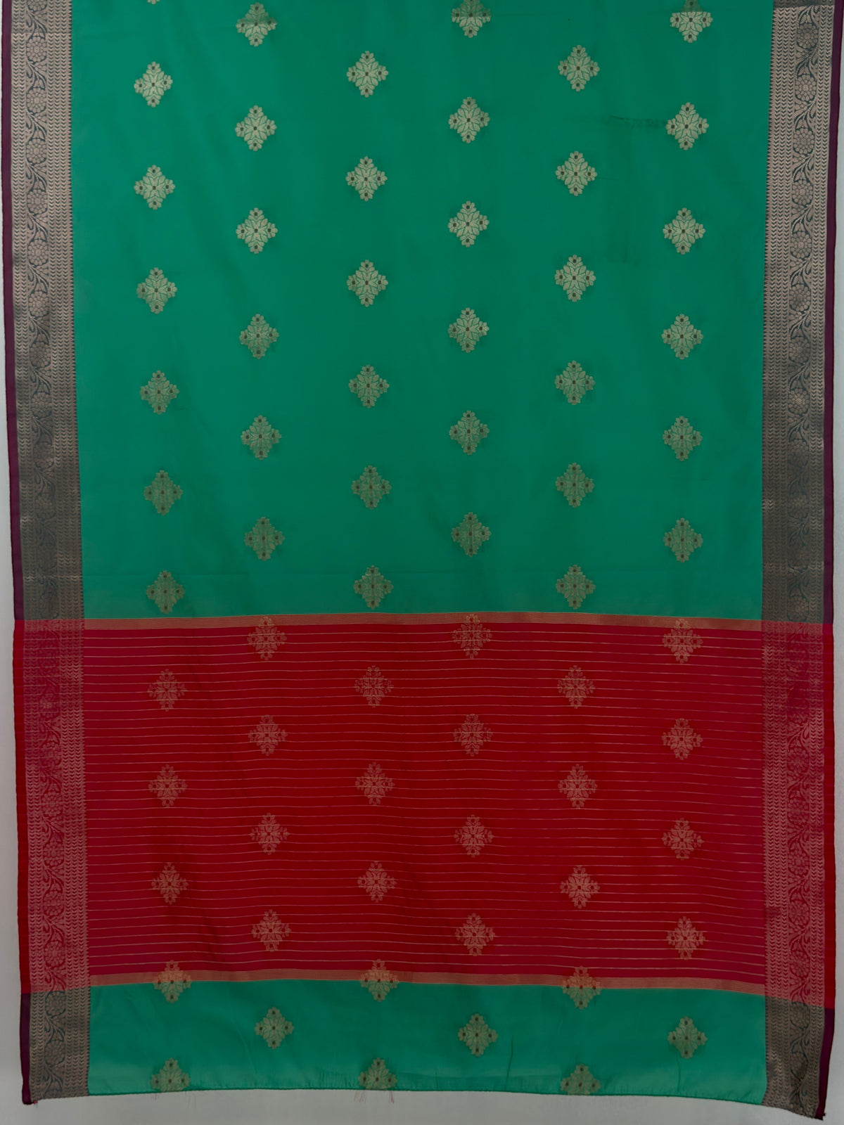 MIMOSA Rama Maheshwari Cotton Cotton Saree — pallu and zari work detail