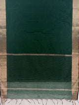 MIMOSA Bottle Green Maheshwari Cotton Saree — pallu and zari work detail