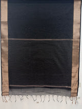 MIMOSA Black Maheshwari Cotton Saree — pallu and zari work detail