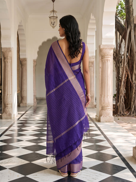 MIMOSA Jamun Maheshwari Cotton Cotton Saree — Saree shot pallu body