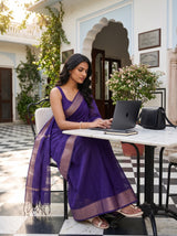 MIMOSA Jamun Maheshwari Cotton Saree — pose 8 styling detail