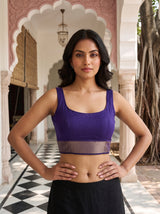 MIMOSA Jamun Maheshwari Cotton Saree — blouse close-up