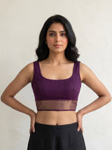 MIMOSA Magenta Maheshwari Cotton Saree — blouse close-up