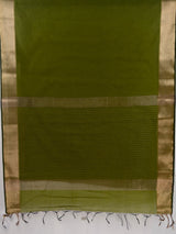 MIMOSA Olive Maheshwari Cotton Saree — pallu and zari work detail