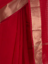 MIMOSA Red Maheshwari Cotton Saree — fleets shot full lifestyle