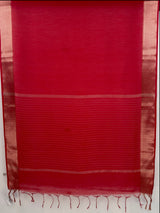 MIMOSA Red Maheshwari Cotton Saree — pallu and zari work detail