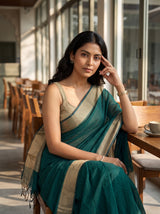 MIMOSA Rama Maheshwari Cotton Saree — pose 10 styling detail