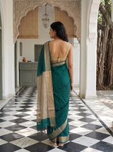 MIMOSA Rama Maheshwari Cotton Cotton Saree — Saree shot pallu body