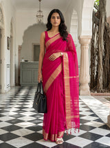 MIMOSA Strawberry Maheshwari Cotton Cotton Saree — AI Model lifestyle pose
