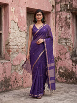 MIMOSA Jamun Maheshwari Cotton Cotton Saree — pose 6 styling detail