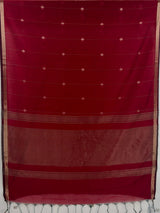 MIMOSA Maroon Maheshwari Cotton Cotton Saree — pallu and zari work detail