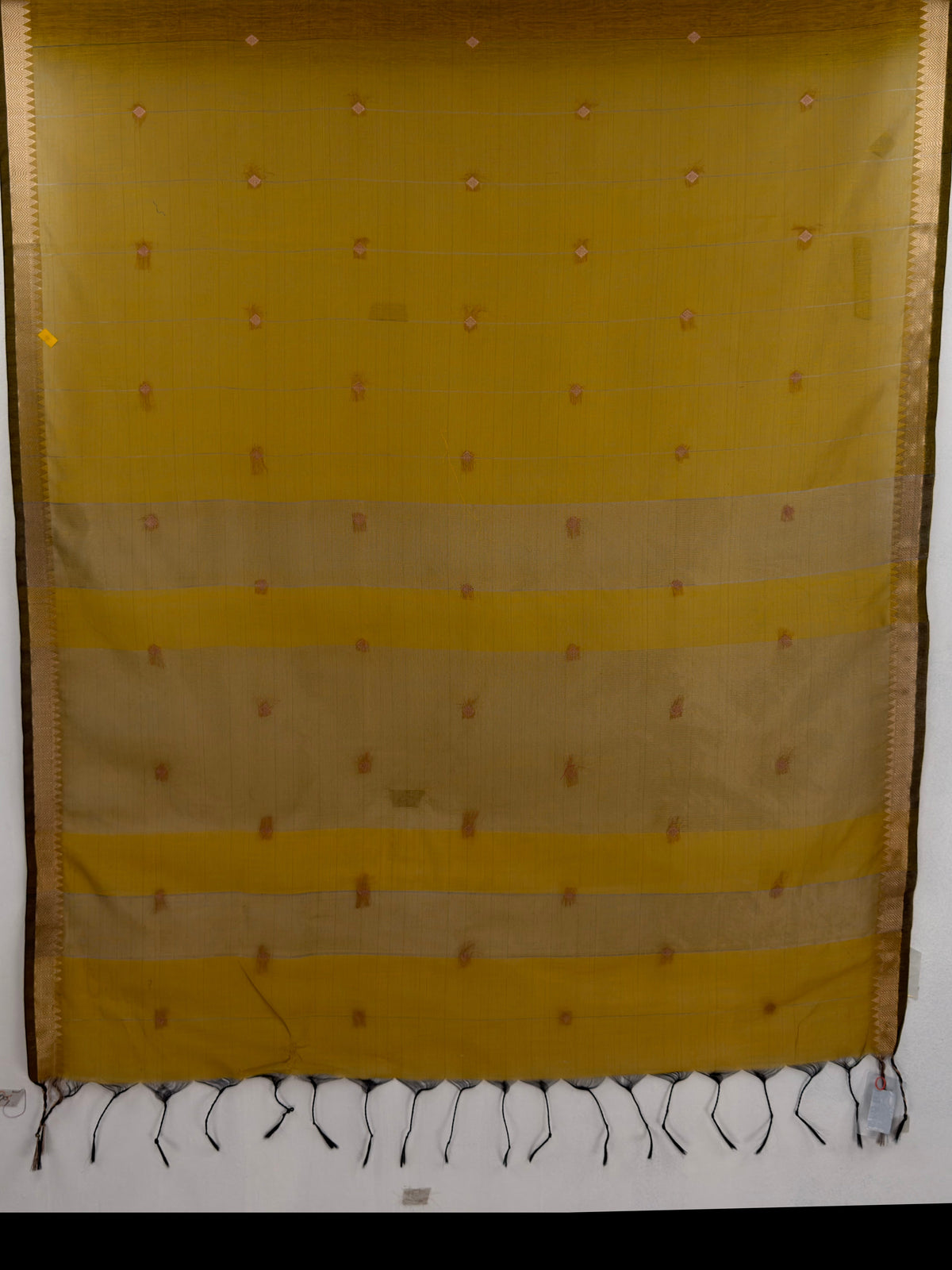 MIMOSA Mustard Maheshwari Cotton Cotton Saree — pallu and zari work detail