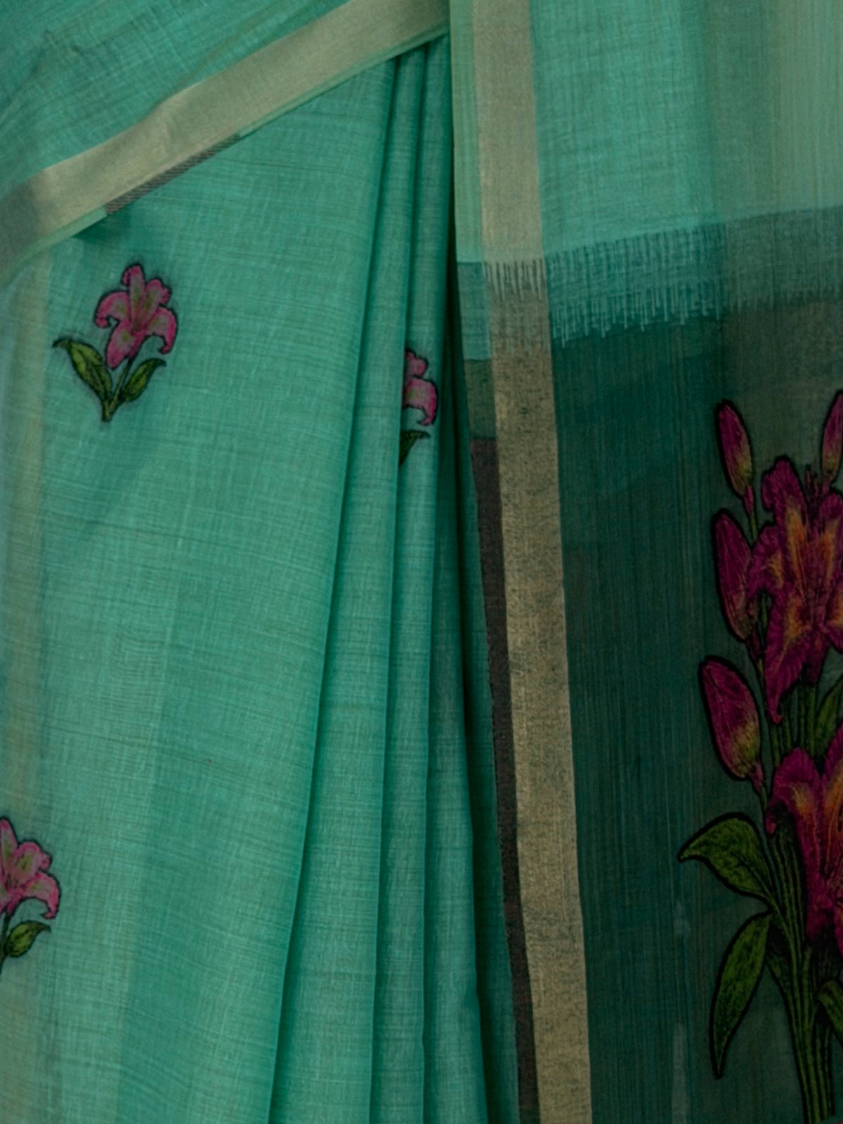 MIMOSA Rama Bhagalpuri Cotton linen Saree — fleets shot full lifestyle