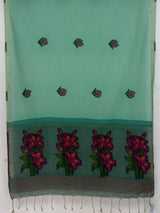 MIMOSA Rama Bhagalpuri Cotton linen Saree — pallu and zari work detail