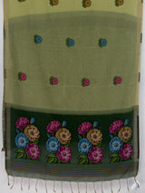 MIMOSA Olive Bhagalpuri Cotton linen Saree — floor detail