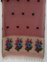 MIMOSA Gajari Bhagalpuri Cotton linen Saree — pallu and zari work detail