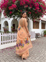 MIMOSA Peach Bhagalpuri Cotton Saree — pose 7 styling detail