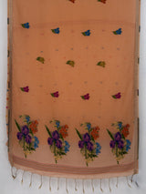 MIMOSA Peach Bhagalpuri Cotton Saree — pallu and zari work detail