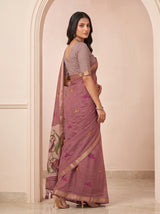 MIMOSA Gajari Bhagalpuri Cotton linen Saree — pose 5 styling detail