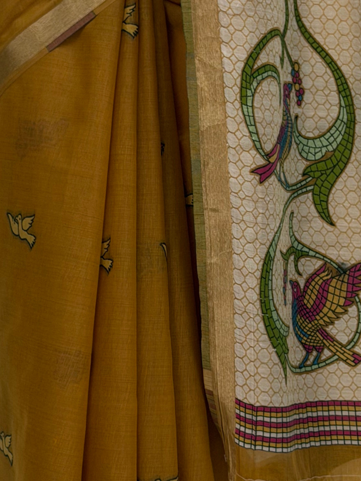 MIMOSA Mustard Bhagalpuri Cotton linen Saree — fleets shot full lifestyle