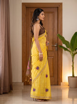 MIMOSA Mustard Bhagalpuri Cotton Saree — pose 3 styling detail