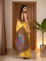 MIMOSA Mustard Bhagalpuri Cotton Saree — pose 7 styling detail