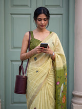 MIMOSA Chiku Bhagalpuri Cotton Saree — pose 10 styling detail