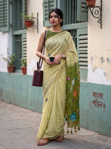 MIMOSA Chiku Bhagalpuri Cotton Saree — pose 5 styling detail