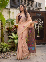 MIMOSA Chiku Bhagalpuri Cotton Saree — pose 5 styling detail