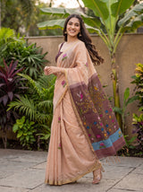MIMOSA Chiku Bhagalpuri Cotton Saree — pose 9 styling detail