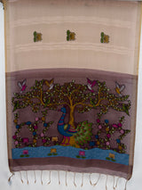 MIMOSA Chiku Bhagalpuri Cotton Saree — pallu and zari work detail