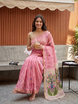 MIMOSA Pink Bhagalpuri Cotton Saree — pose 8 styling detail