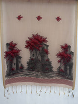 MIMOSA Peach Bhagalpuri Cotton Saree — pallu and zari work detail