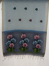 MIMOSA Ananda Bhagalpuri Cotton linen Saree — pallu and zari work detail
