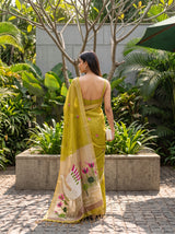 MIMOSA Mustard Bhagalpuri Cotton Saree — pose 2 styling detail