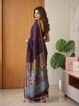 MIMOSA Jamun Bhagalpuri Cotton linen Saree — pose 7 styling detail