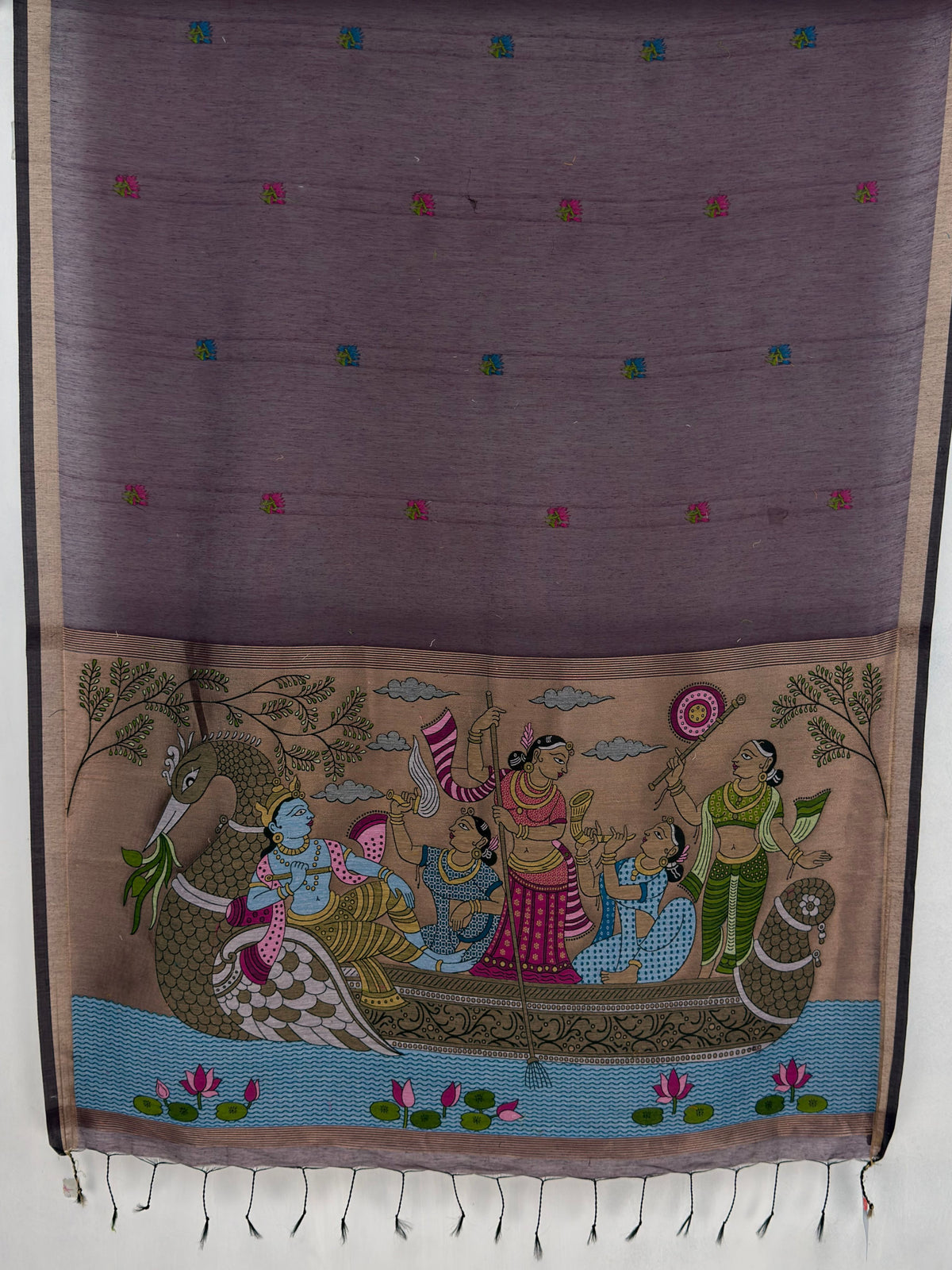 MIMOSA Jamun Bhagalpuri Cotton linen Saree — pallu and zari work detail