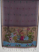 MIMOSA Jamun Bhagalpuri Cotton linen Saree — pallu and zari work detail