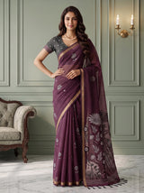 MIMOSA Wine Bhagalpuri Cotton Saree — pose 4 styling detail