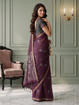MIMOSA Wine Bhagalpuri Cotton Saree — pose 9 styling detail