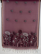 MIMOSA Wine Bhagalpuri Cotton Saree — pallu and zari work detail