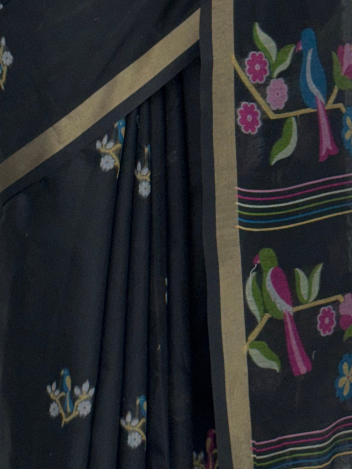 MIMOSA Black Bhagalpuri Cotton Saree — fleets shot full lifestyle