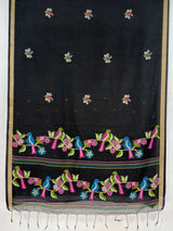 MIMOSA Black Bhagalpuri Cotton Saree — pallu and zari work detail