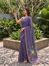 MIMOSA Jamun Bhagalpuri Cotton Saree — pose 3 styling detail