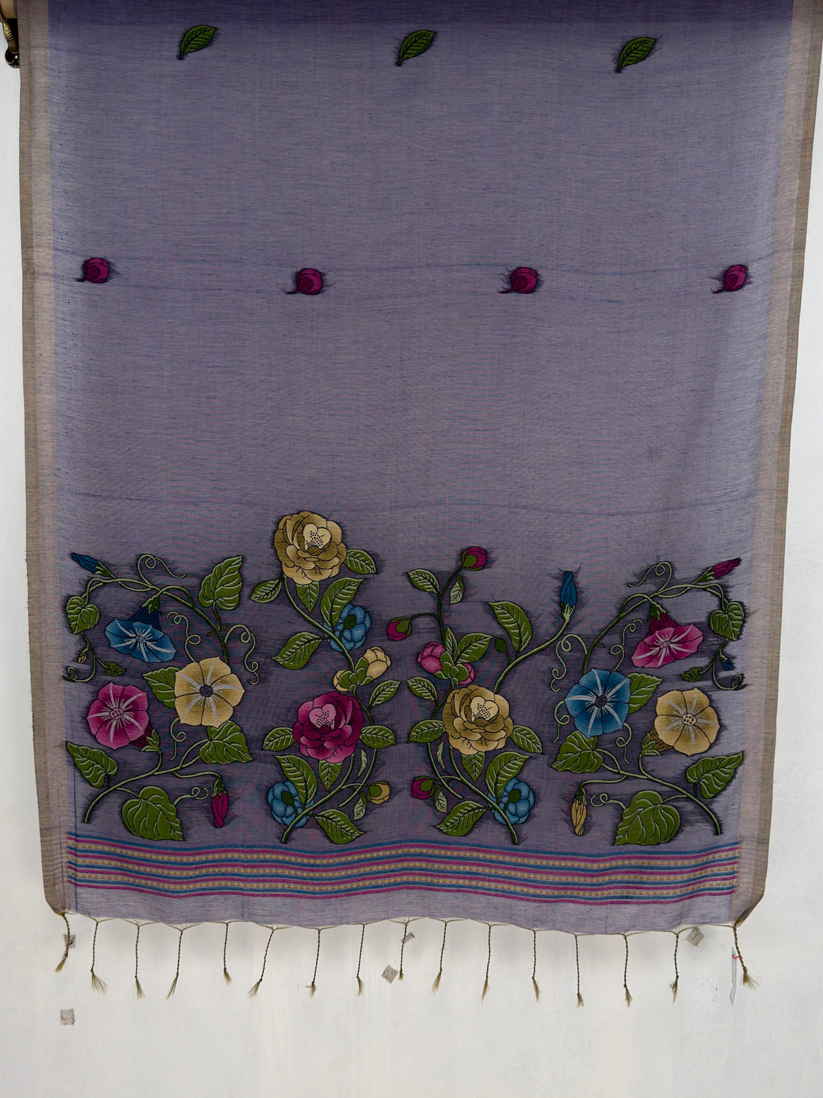 MIMOSA Jamun Bhagalpuri Cotton Saree — pallu and zari work detail