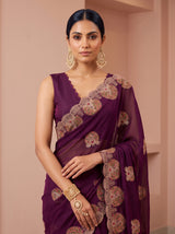 MIMOSA Magenta Banarasi Saree — pose 10 styling detail