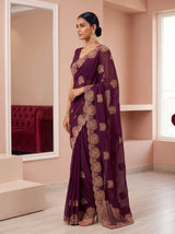 MIMOSA Magenta Banarasi Saree — pose 3 styling detail