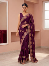 MIMOSA Magenta Banarasi Saree — pose 6 styling detail