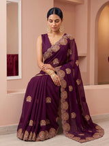 MIMOSA Magenta Banarasi Saree — pose 8 styling detail